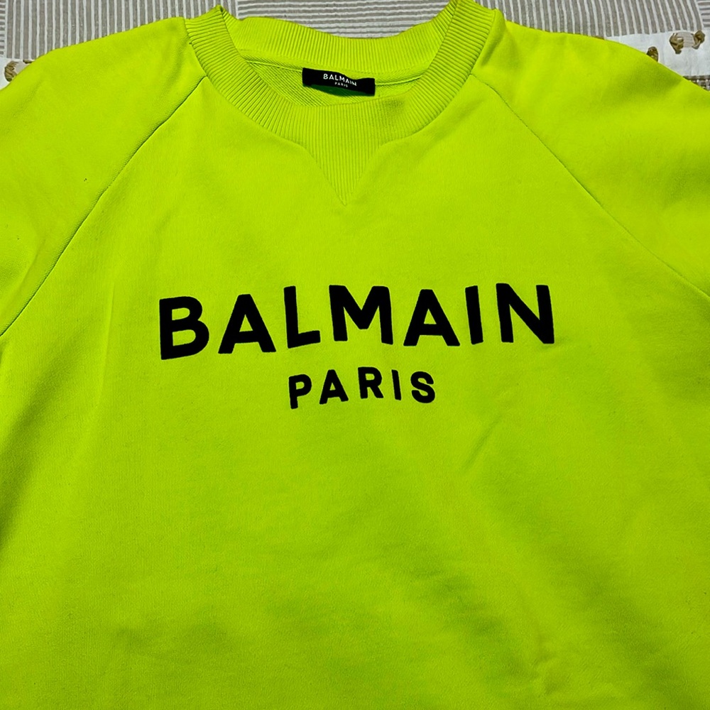 BALMAIN neon green sweater